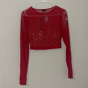 Long sleeve sheer bedazzle top